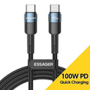 Essager 100W Type C USB C PD Fast Charging Cable for Macbook Samsung   ourlum.com 2m 100W Blue 