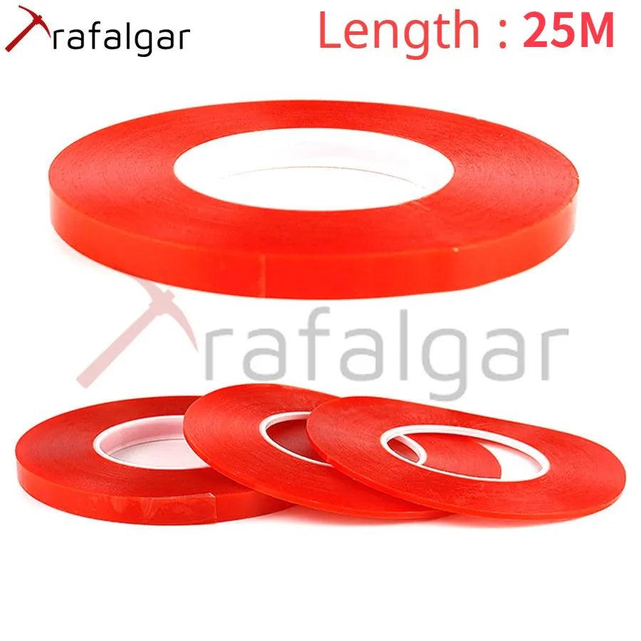 Acrylic Adhesive Red Film Clear Double Side Tape for Phone Tablet Glass  ourlum.com 1mm X 25m  