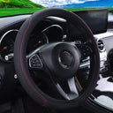 PU Leather Embossed Steering Wheel Cover for 14.5-15 Inches