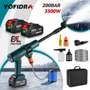 Yofidra 200Bar Brushless Electric Water Gun 6-in-1 Nozzles Car Cleaning Garden Watering Suit for Makita 18V Battery Spray Gun  ourlum.com   