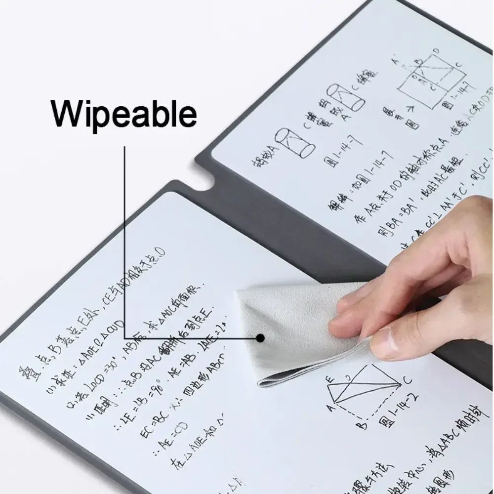 A5 Reusable Whiteboard Notebook Set with Whiteboard Pen Erasing Cloth Leather Memo Pad Weekly Planner Portable Stylish Office