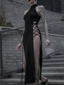 Dark Gothic Halter Dress for Bold Cosplay Fashionistas