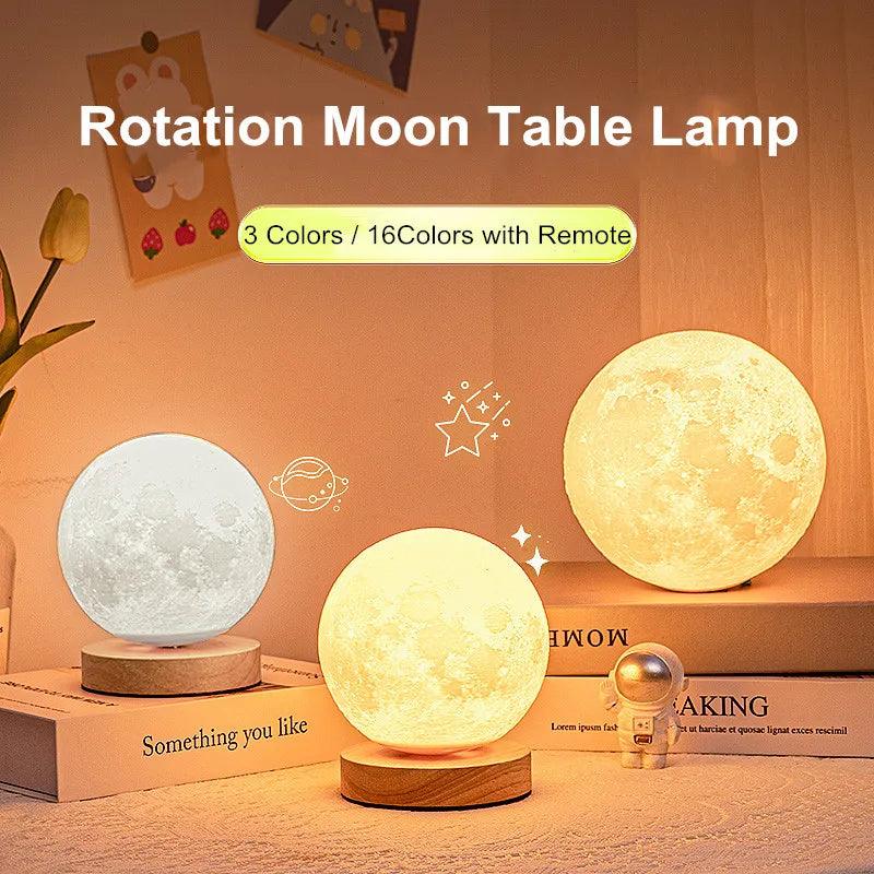 Creative 3D Moon Night Lamp 360° Rotating Lunar Night Light for Home Office Room Touch Control 3 or 16 Colors Led Desktop Lamp  ourlum.com   