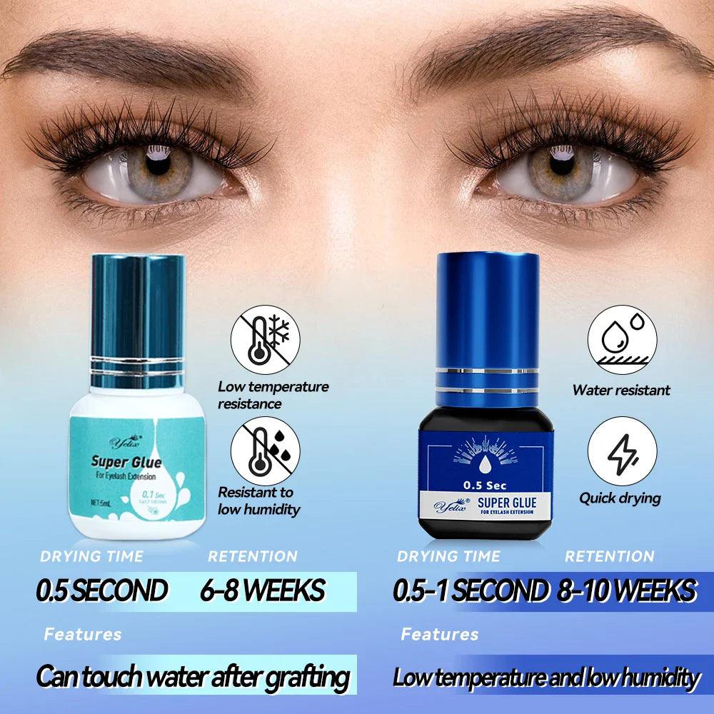 Yelix Eyelash Extension Glue 0.5-1 Sec Fast Dry Individual Lashes Glue Sensitive Eye Black/Clear Eyelash Glue Lash Extension  ourlum.com   