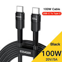 Essager 100W USB-C PD Fast Charging Charger Cable for Macbook Samsung  - 3M Length  ourlum.com 100W C To C Black 2m 