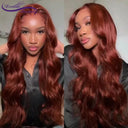 Luxe Reddish Brown Wavy Peruvian Human Hair Wig Women