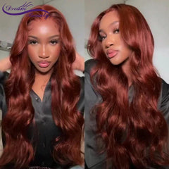 Reddish Brown Peruvian Human Hair Wig: Luxe Wavy Style for Women