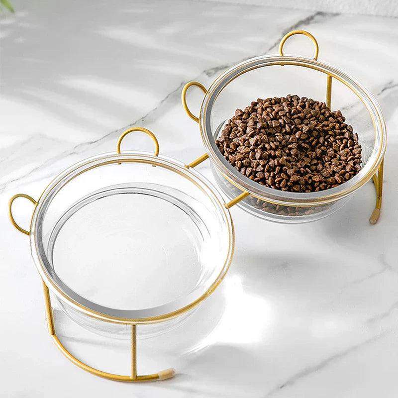 Elevated Glass Cat Bowls with Stand: Stylish Feeding Solution  ourlum.com   