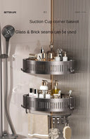 Vacuum Suction Cup Bathroom Shelf Wall Mounted Aluminum Organizer