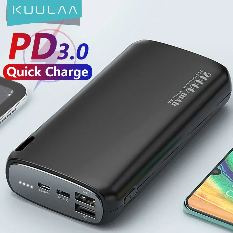 KUULAA Power Bank 20000mAh Portable Charging Poverbank Mobile Phone External Battery Charger Powerbank 20000 mAh for iPhone 15  ourlum.com   