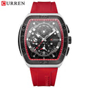 CURREN Men's Colorful Multi-Functional Tonneau Quartz Watch