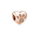 Pet Paw & Bone Charm Sterling Silver Bead for Pandora Jewelry