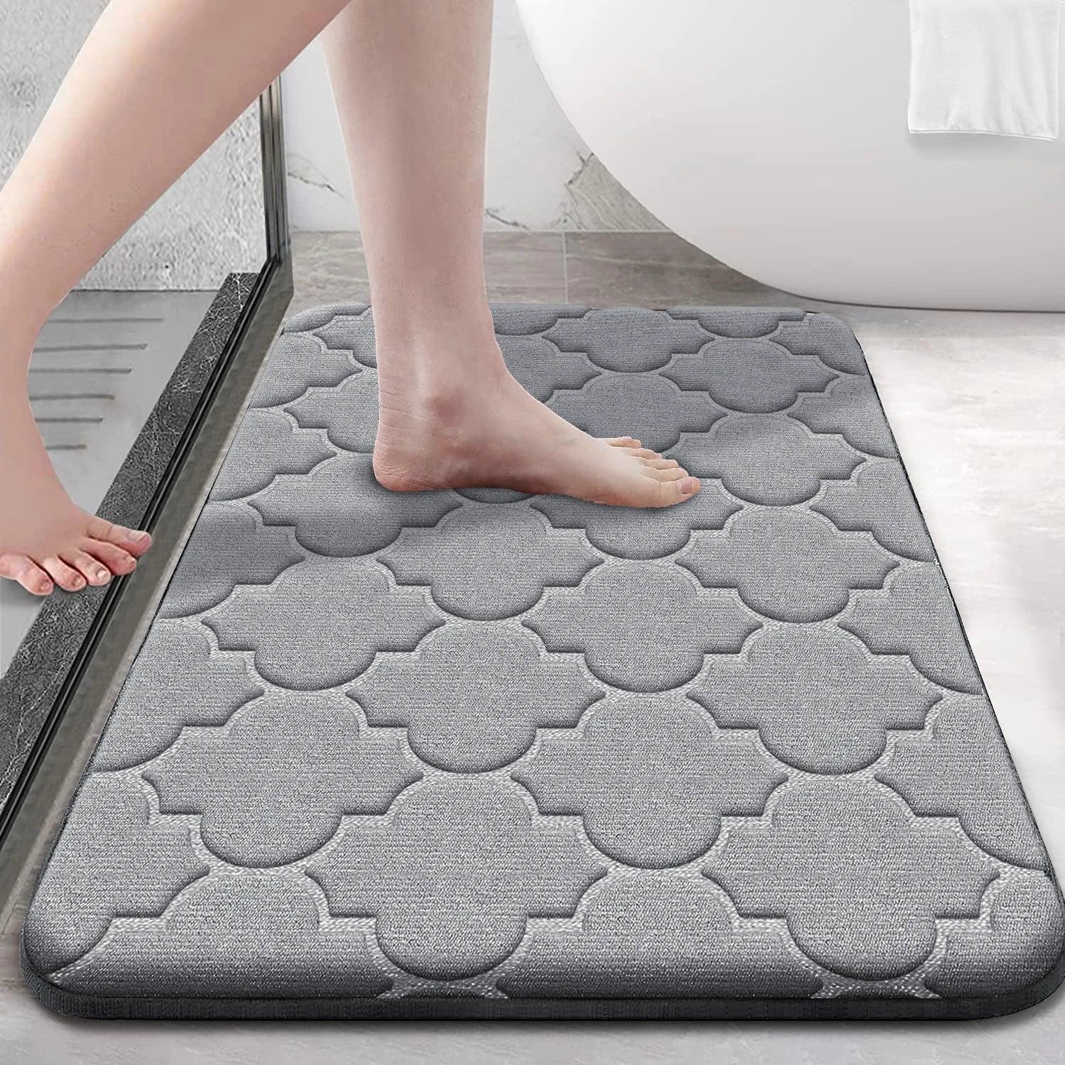 Luxurious Memory Foam Bath Mat with Anti-Slip Backing and Ultra Soft Feel  ourlum.com 03 light grey 40cm x 60cm 