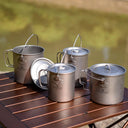 Lightweight Titanium Camping Mug with Lid for Coffee Travel