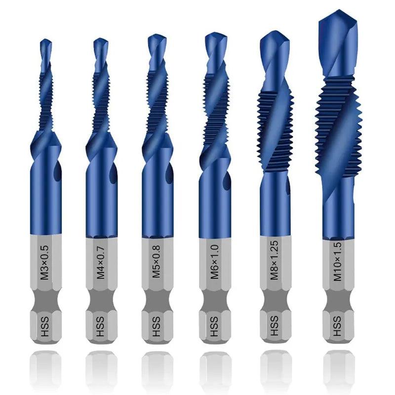 Hex Shank Titanium Plated HSS Tap Drill Bit Set for Precision Metalworking  ourlum.com   