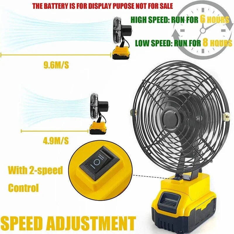 Versatile ZWINCKY Cordless Lighting Fan for DeWalt 18V/20V: Perfect for Camping & Indoor Use