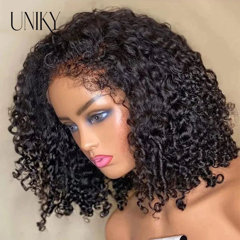 Kinky Curly Short Bob Wig for Women - Natural Human Hair, Versatile and Stylish