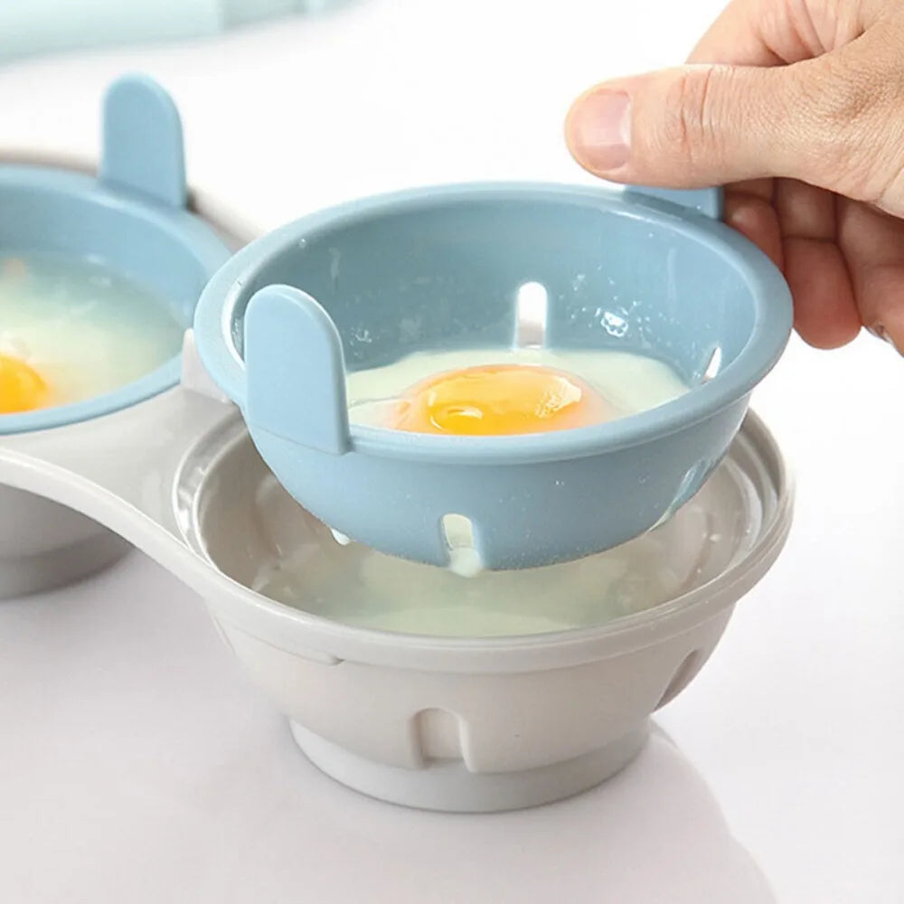 Dual Cup Microwave Egg Cooker with Easy-Clean Lid for Steamed Eggs