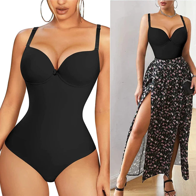 V-Neck Shapewear Bodysuit for Women – Slimming Waist Trainer & Tummy Control Jumpsuit