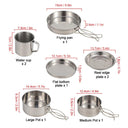 8-Piece Stainless Steel Camping Cookware Set for Hiking