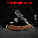 wooden trimmer manual shaver professional straight edge stainless steel sharp barber razor folding shaving blade shave beard cut  ourlum.com   