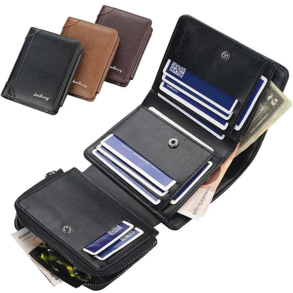 Vintage Style Men's Leather Wallet: Card Holder & Coin Purse Classic Collection  ourlum.com   