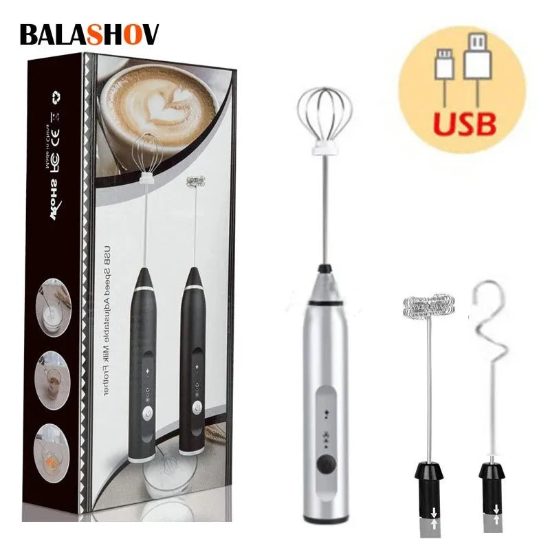 Electric Handheld Milk Frother Whisk Mixer USB Coffee Maker Cappuccino Cream  ourlum.com   