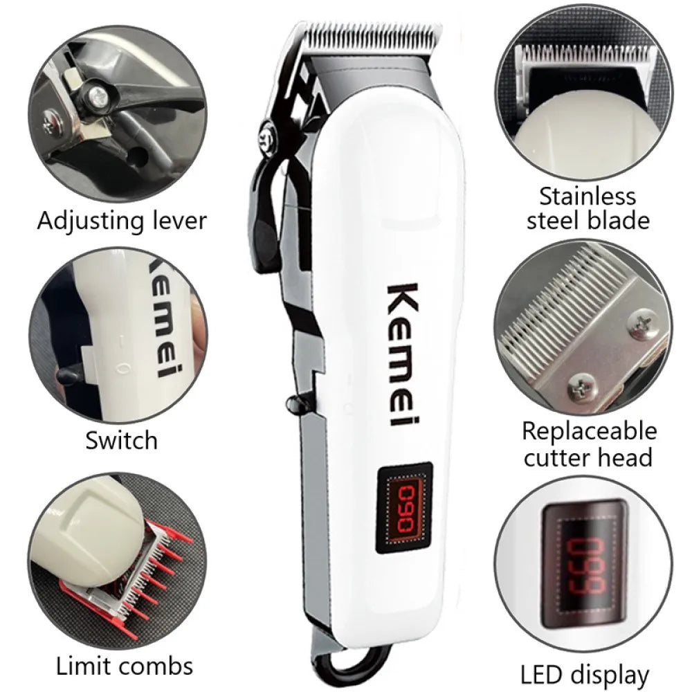 Wireless Hair Clipper Trimmer: Pro Barber Tool Kit - Long Battery, Adjustable Lengths  ourlum.com   