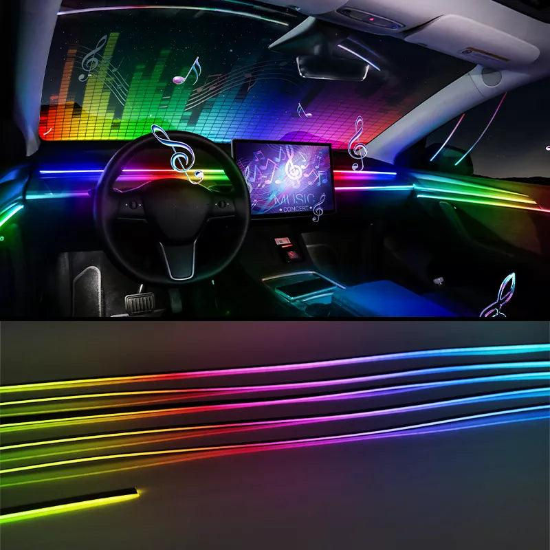 Vibrant RGB Car Interior LED Light Strip Kit - Customizable Atmosphere Lighting System  ourlum.com   