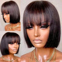 Brazilian Human Hair Bob Wig with Bangs Premium Quality