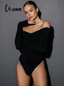 Sleek Black Bodycon Romper for Sexy Night Out Clubwear