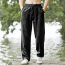 Men's Beach Pants Joggers Cotton Linen Casual Sweatpants