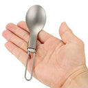 Lightweight Folding Titanium Spork Set for Camping Use