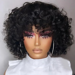 Curly Funmi Rose Wig: Bouncy Bob with Bangs for Black Women