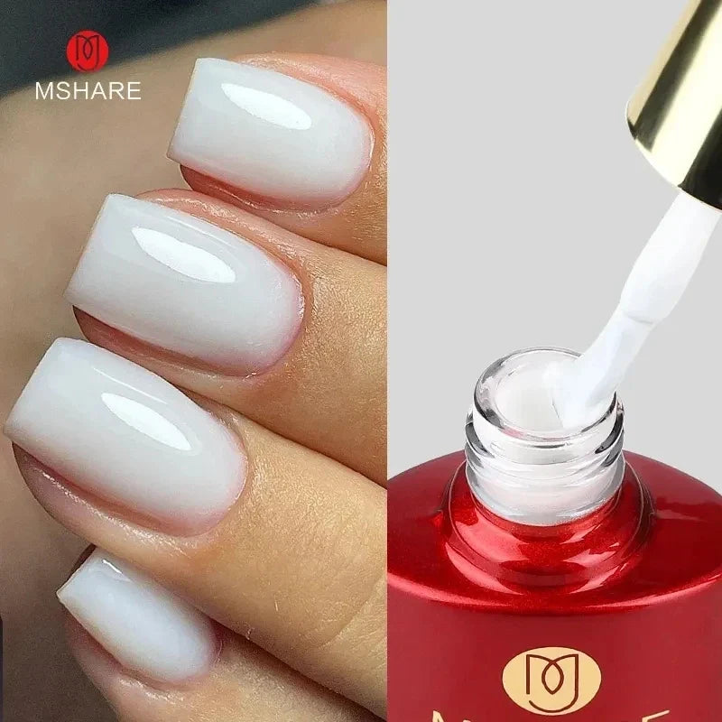 MSHARE Milk Milky White Base Gel Polish Camouflage Color Rubber Base10ml  ourlum.com   