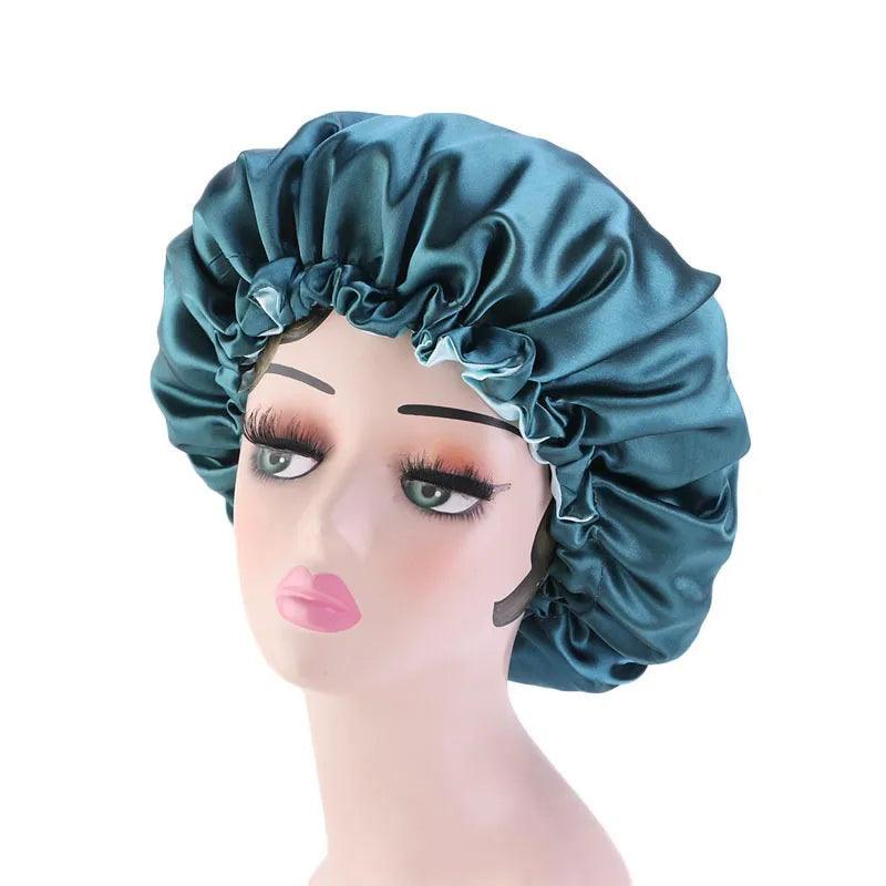 Reversible Satin Bonnet Hair Caps Double Layer Adjust Sleep Night Cap Head Cover Hat For Curly Springy Hair Styling Accessories  ourlum.com   