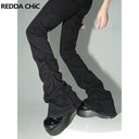 REDDACHiC Black Ruched Flare Jeans Women High Rise Pants