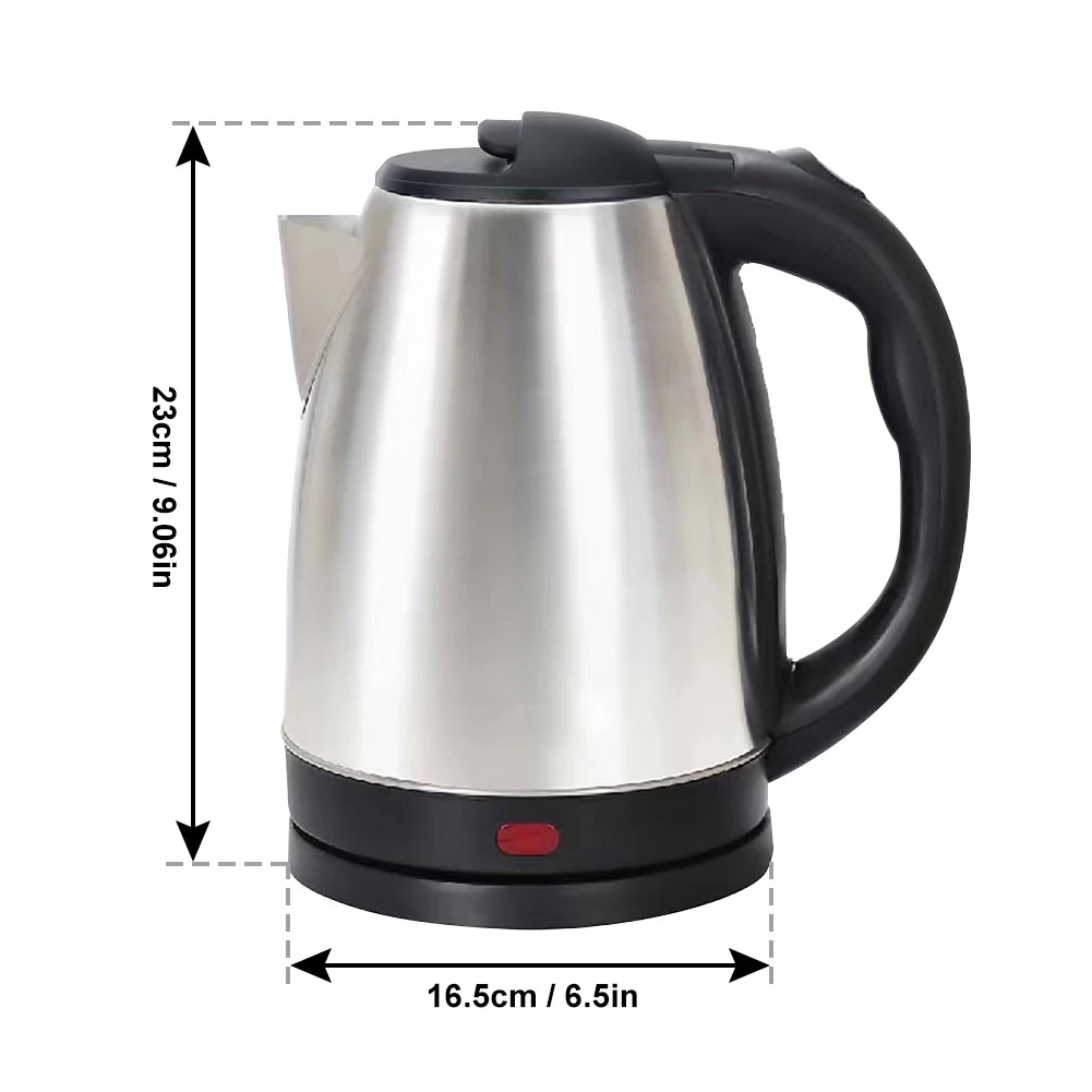 2.0L stainless steel electric kettle Silver gray Base Separation Desion Rust-resistant Durable for Home Office During Travel
