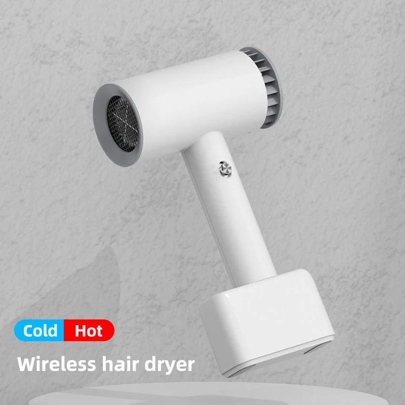 Wireless Hair Dryer Rechargeable Hot & Cold Wind Hair Dryer Travel Portable Cordless Blow Dryer for Outdoor Powerful Wind