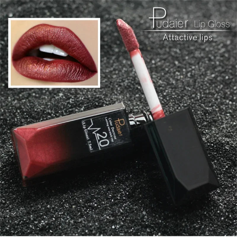 Matte Liquid Lipstick Waterproof Long Lasting Lip Gloss Tint Sexy Red Nude Purple Metallic Lipsticks Makeup Cosmetics  ourlum.com   