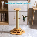 Wooden Cat Turntable Toy with Sisal Scratching Board and Grab Column  ourlum.com   