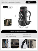 Naturehike 70L Professional Lightweight Hiking Backpack