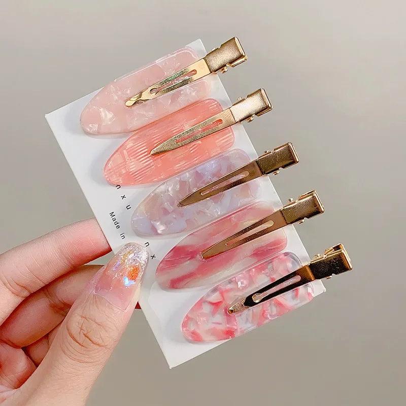 2/4pcs Simple Sakura Pink Seamless Hair Clip Women Acetate Sheet No Bend Bangs Clip Duckbill Clip Hairpins Hair Styling Tool  ourlum.com   