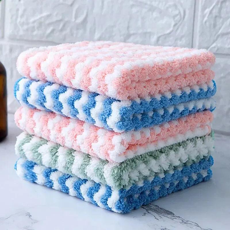 Coral Fleece Scrubber Kitchen Cleaning Cloth Oil Resistant Towel  ourlum.com   