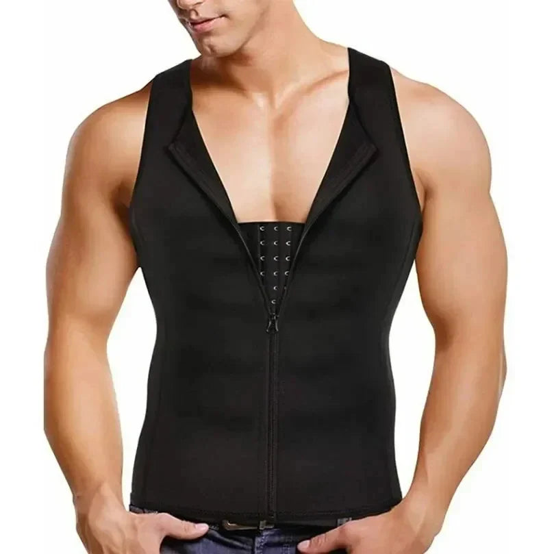 Men's Sauna Vest Shapewear with Adjustable Clip for Slimming Waist & Sports Performance