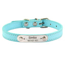 Custom Dog Collar: Engraved ID Anti-lost Leather for Dogs-Cats  ourlum Light Blue XXS (17-22cm) 