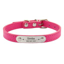 Custom Dog Collar: Engraved ID Anti-lost Leather for Dogs-Cats  ourlum Rose Red XXS (17-22cm) 