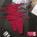 Seductive 5-Piece Cotton Blend G-String Panties Set for Women  ourlum Set11 L Set