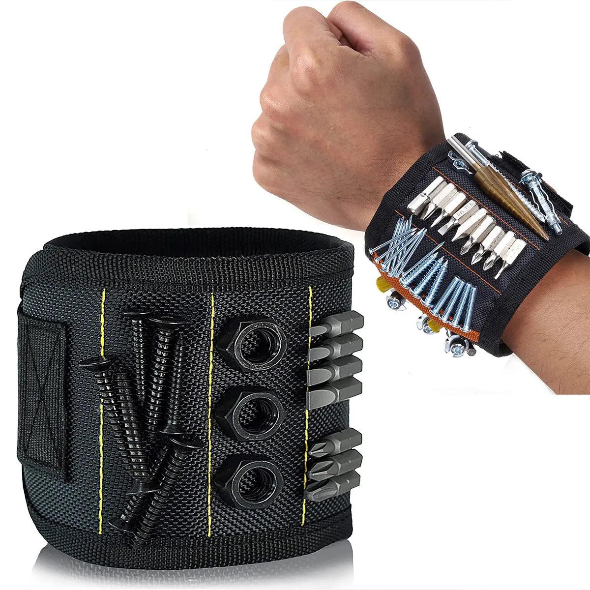 Magnetic Wrist Tool Holder Belt with Enhanced Magnet Strength - Hands-Free Screws, Nails, and Drilling Bits Organizer  ourlum.com   