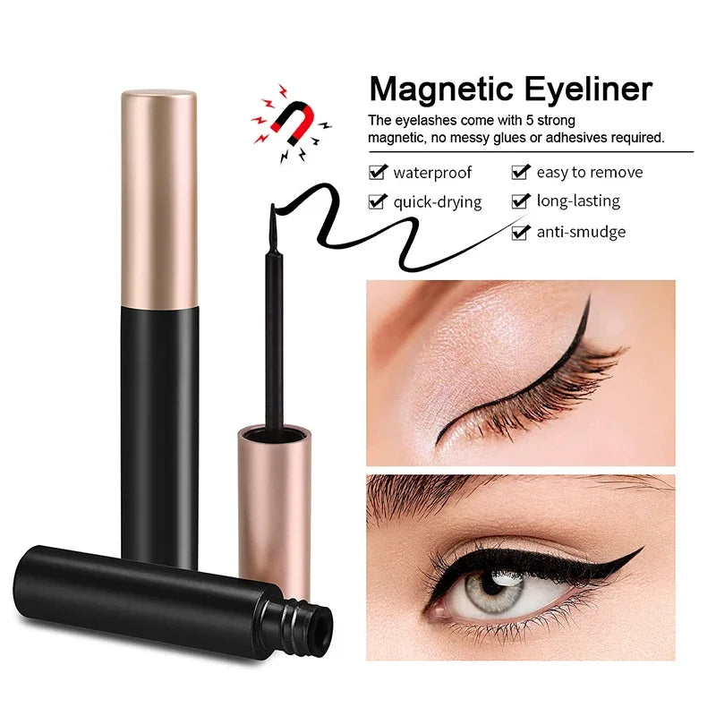 Black Magnetic Eyeliner Glue False Eyelash Extension Magic Self-adhesive Liquid Eyeliner Eye Makeup No Blooming Korea Cosmetics  ourlum.com   